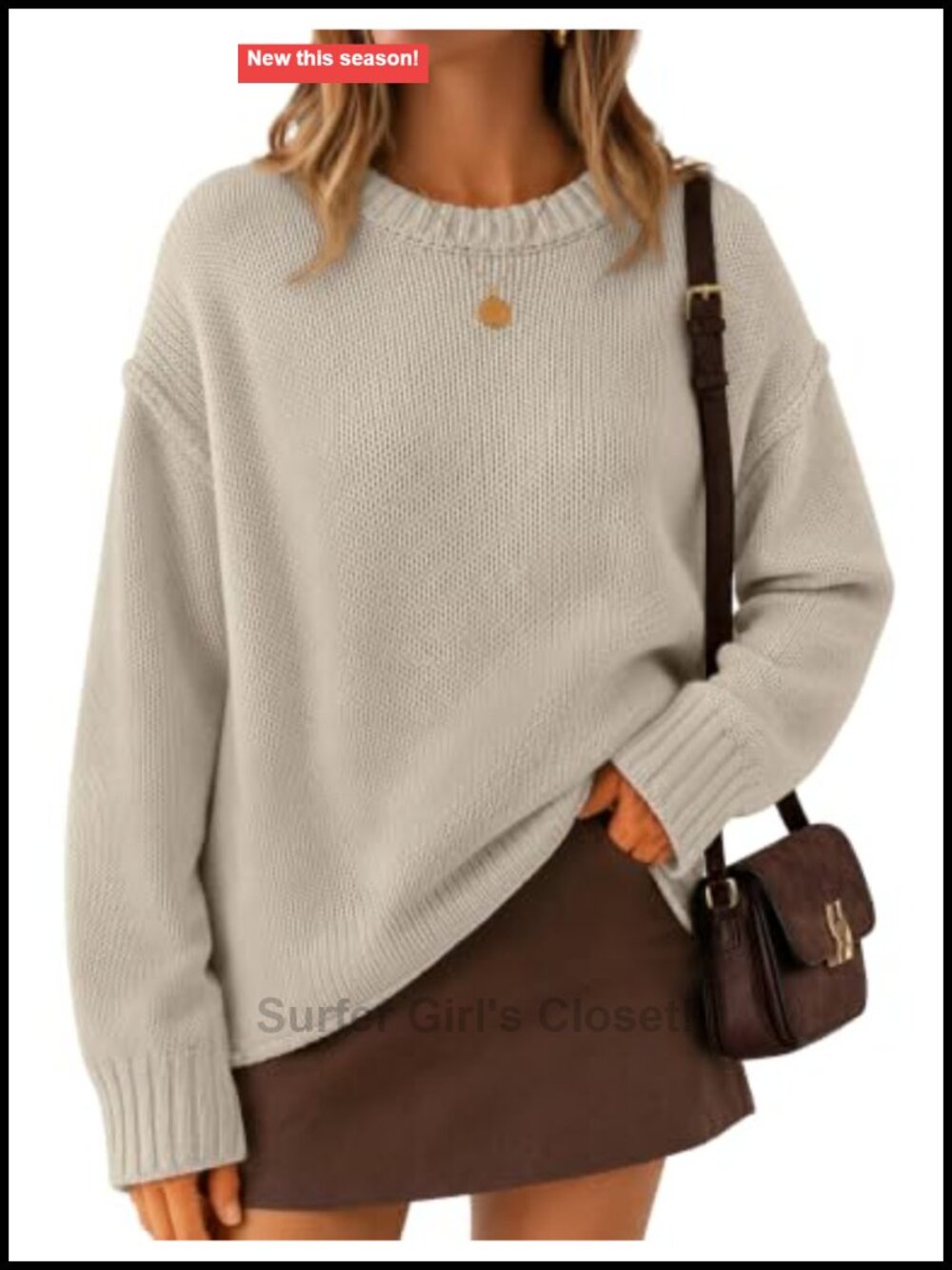 Womens Oversized Chunky Crewneck Pullover Sweater Long Sleeve